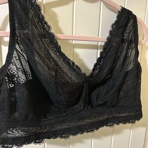 Auden Black Lace Bra with Scalloped Trim